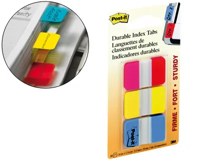 Bandas Separadoras Post-it Index , 3 Cores Vermelho, Amarelo, Azul