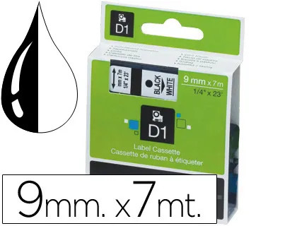 Fita Dymo d1 Preto-Transparente 9 mm X 7 mt