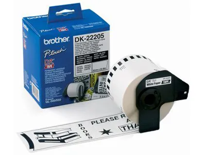 Etiquetas Continuas Brother Dk22205 Branco 62mm X 30,48m Papel Termico