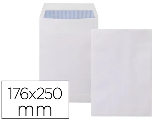 Envelope Bolsa B5 Branco 176x250 mm Tira de Silicone Pack de 500 Unidades