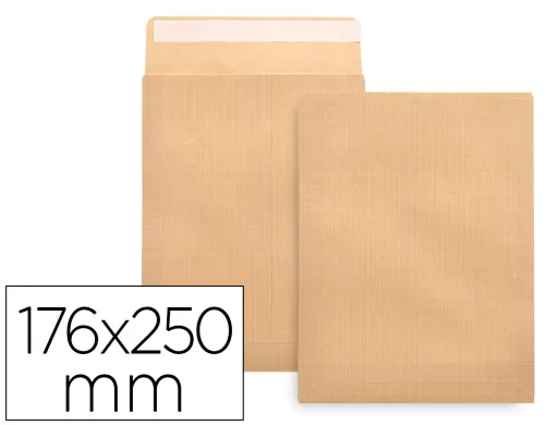 Envelope Bolsa B5 Castanho 176x250 mm Tira de Silicone Pack de 500 Unidades