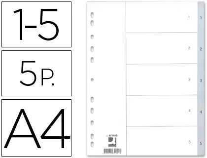 Separador Q-Connect Numericos Din A4 com 5 Separadores de Cores