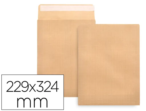 Envelope Bolsa Din A4 C4 Castanho 229x324 mm Tira de Silicone Pack de 250 Unidades