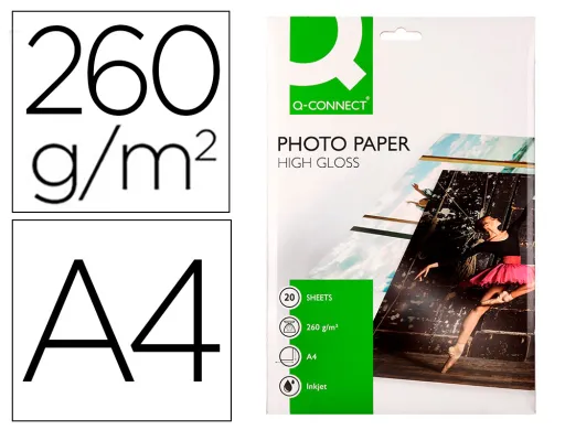 Papel Fotografia Q-Connect Glossy Caixa 20 Folhas 260 gr Papel Revestido