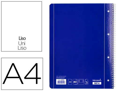 Caderno Espiral Capa Azul 80 F Din A4 Liso