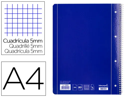 Caderno Espiral Capa Azul 80 F Din A4 Quadriculado