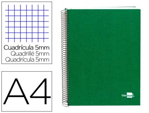 Caderno Espiral Paper Coat 160 Folhas A4 Quadriculado Verde