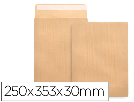 Envelope Bolsa Fole Kraft 250x353x30mm com Aba Emtira de Silicone Papel 120gr Caixa de 50 Unidades