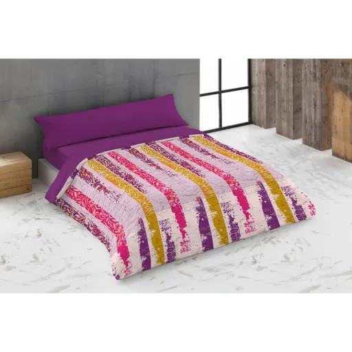 Conjunto de Capa de Edredom Hosteline URBAN Malva Queen 260 x 240 cm 4 Peças