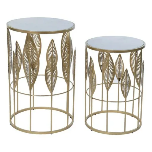 Mesa de Apoio DKD Home Decor Dourado Metal Mármore 42 x 42 x 65,5 cm