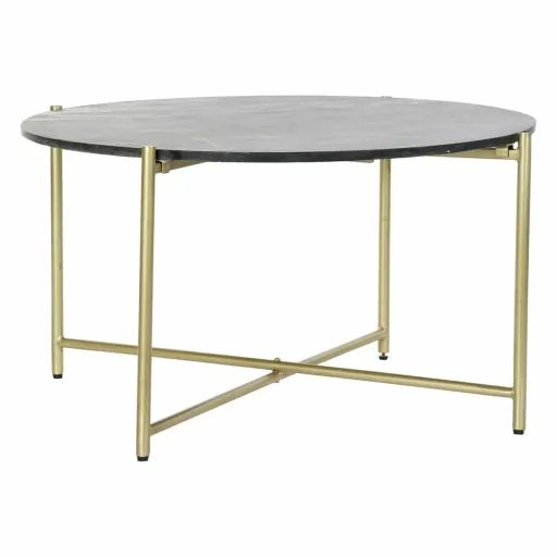 Mesa de Apoio DKD Home Decor Preto Dourado Mármore Ferro (81 x 81 x 44 cm)