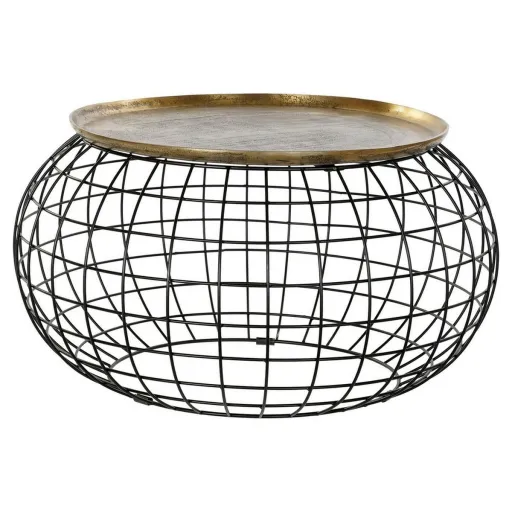 Mesa de Apoio DKD Home Decor 80 x 80 x 44 cm Preto Dourado Alumínio Plástico