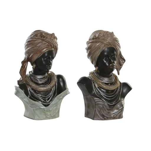 Figura Decorativa DKD Home Decor 26 x 17 x 40 cm Preto Bege Colonial Africana (2 Unidades)