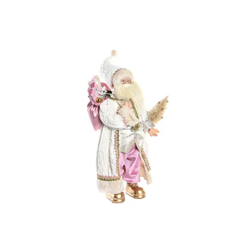 Figura Decorativa DKD Home Decor Pai Natal Natal Cinzento Cor de Rosa PVC Madeira 32 x 20 x 60 cm