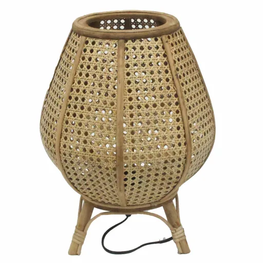 Lâmpada de Mesa DKD Home Decor Castanho Rotim 50 W (29 x 29 x 40 cm)