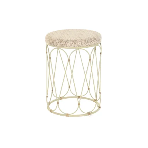 Mesa de Apoio DKD Home Decor Natural Metal Creme Rotim (35 x 35 x 49 cm)