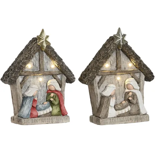 Presépio de Natal Home ESPRIT Verde Cinzento Magnésio 27,5 x 10,5 x 34,5 cm (2 Unidades)