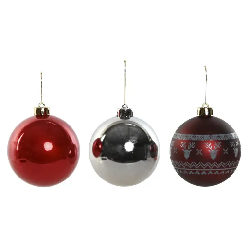 Bolas de Natal Home ESPRIT Vermelho Prateado Polietileno 21,5 x 21,5 x 22,5 cm (15 Peças)