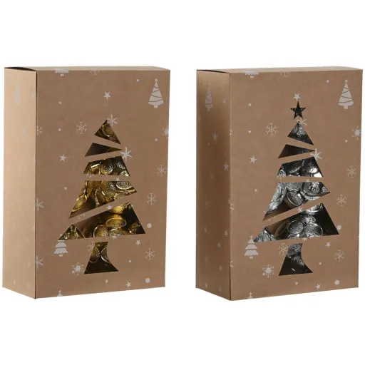 Bolas de Natal Home ESPRIT Dourado Prateado PVC 20 x 10 x 30 cm (2 Unidades)