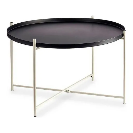 Mesa de Apoio Preto Branco Metal (76,5 x 46 x 76,5 cm)