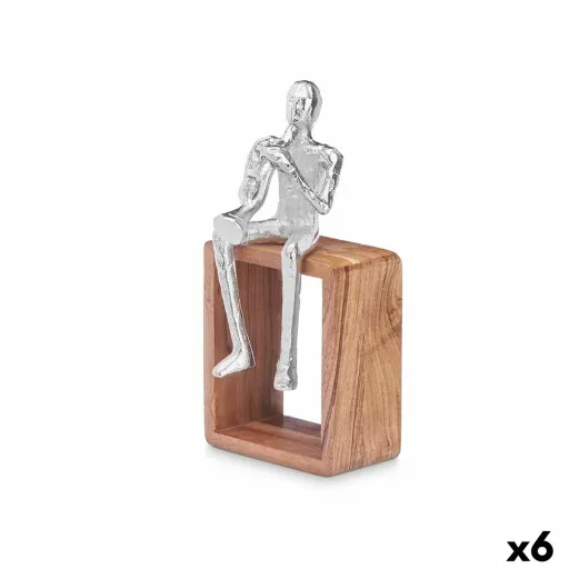 Figura Decorativa Saxofone Prateado Madeira Metal 13 x 27 x 13 cm