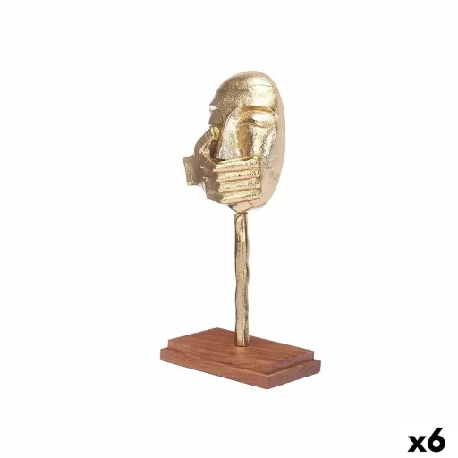 Figura Decorativa Face Dourado Madeira Metal 17 x 33,5 x 10 cm