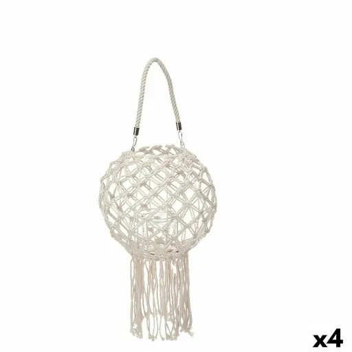 Castiçais Macramé Branco Algodão 26 x 66 x 26 cm (4 Unidades)