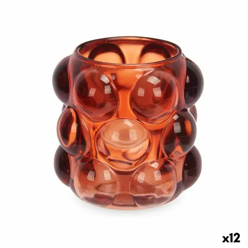 Castiçais Microesferas Laranja Cristal 8,4 x 9 x 8,4 cm (12 Unidades)