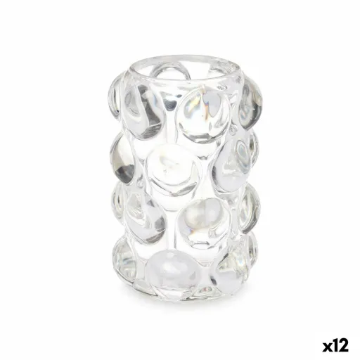 Castiçais Microesferas Transparente Cristal 8,4 x 12,5 x 8,4 cm (12 Unidades)