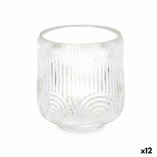 Castiçais Riscas Transparente Cristal 9 x 9,5 x 9 cm (12 Unidades)