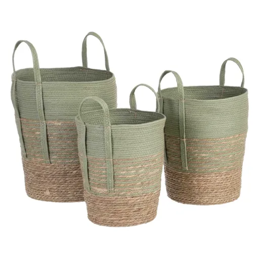 Conjunto de Cestos 42 x 42 x 48 cm Menta Fibra Natural (3 Peças)