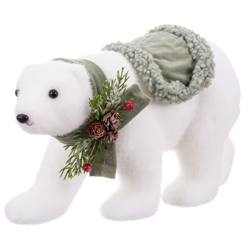 Adorno Natalício Branco Multicolor Plástico Polyfoam Tecido Urso 16 x 35 x 21 cm