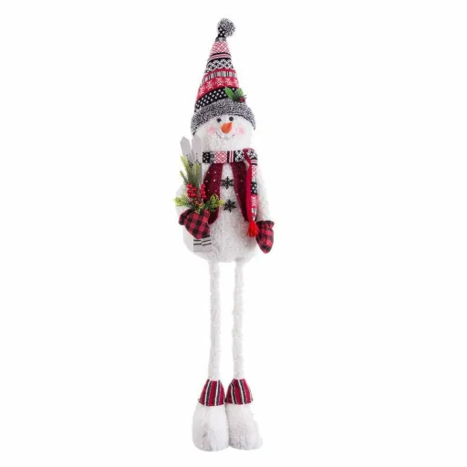 Adorno Natalício Multicolor Metal Tecido Boneco de Neve 38 x 25 x 142 cm