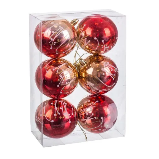 Bolas de Natal Vermelho Plástico Ø 8 cm 24 X 8 X 16 CM (6 Unidades)