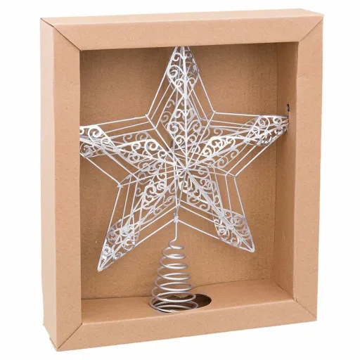 Estrela de Natal Prateado Metal 25 x 5,5 x 30 cm