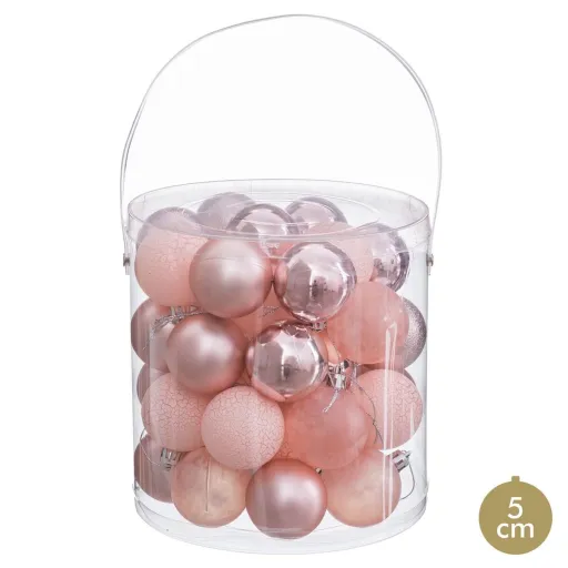 Bolas de Natal Cor de Rosa Plástico Ø 5 cm (40 Unidades)