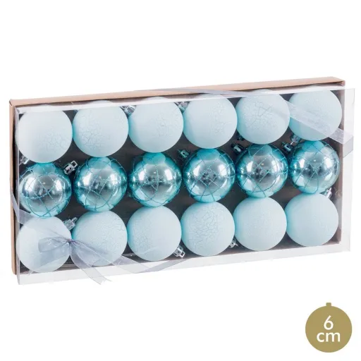 Bolas de Natal Azul Plástico Ø 6 cm (18 Unidades)