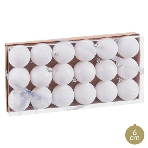 Bolas de Natal Branco Plástico Ø 6 cm (18 Unidades)