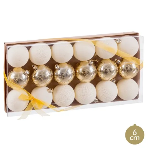 Bolas de Natal Dourado Plástico Ø 6 cm (18 Unidades)