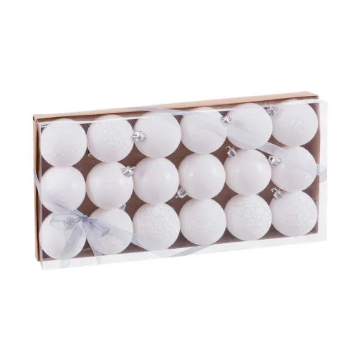 Bolas de Natal Branco Plástico Ø 4 cm (18 Unidades)