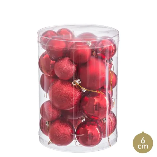 Bolas de Natal Vermelho Plástico (27 Unidades)