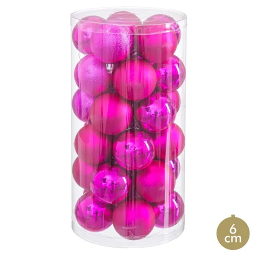 Bolas de Natal Fúcsia Plástico Ø 6 cm (30 Unidades)