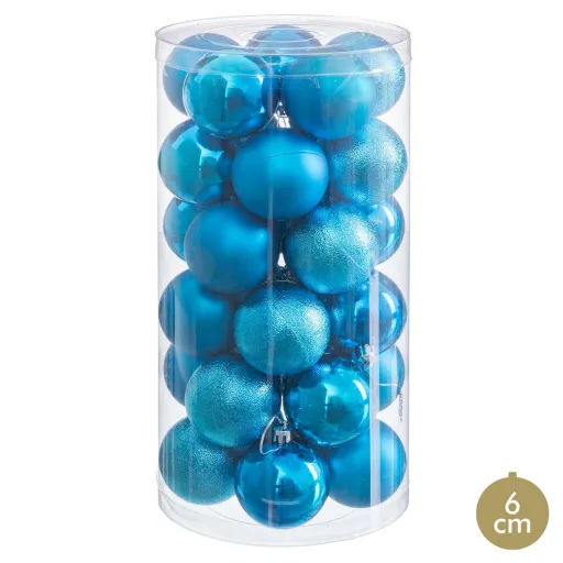 Bolas de Natal Azul Plástico Ø 6 cm (30 Unidades)