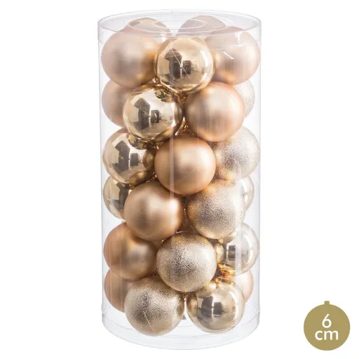 Bolas de Natal Dourado Plástico Ø 6 cm (30 Unidades)