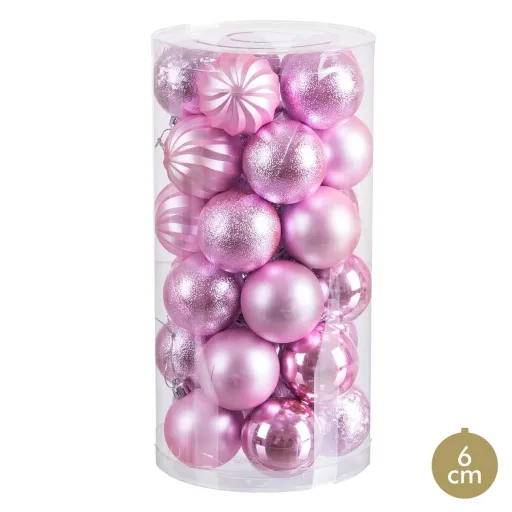 Bolas de Natal Cor de Rosa Plástico Ø 6 cm (30 Unidades)