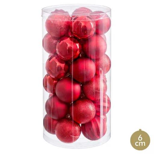 Bolas de Natal Vermelho Plástico Ø 6 cm (30 Unidades)