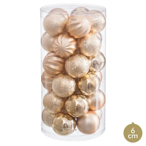 Bolas de Natal Dourado Plástico Ø 6 cm (30 Unidades)