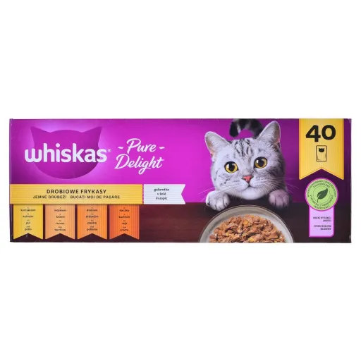 Comida para Gato Whiskas Pure Delight Frango Peru Pato Pássaros 40 x 85 g