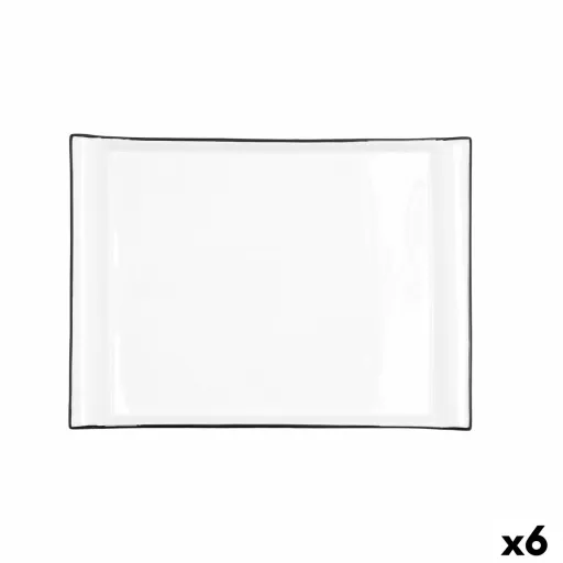 Bandeja de Aperitivos Quid Gastro Branco Preto Cerâmica 31 x 23 cm (6 Unidades)