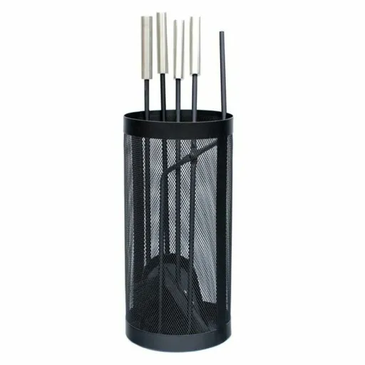 Utensílios para a Lareira DKD Home Decor Preto Aço Inoxidável Aço 11 x 2 x 51 cm (4 Peças)